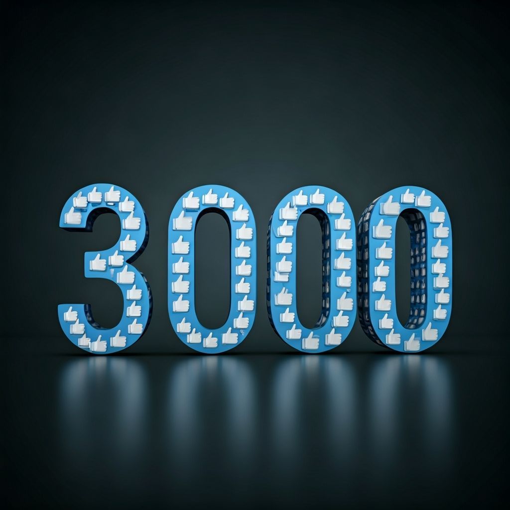 Number 3000 Made of Like Icons in Digital Art