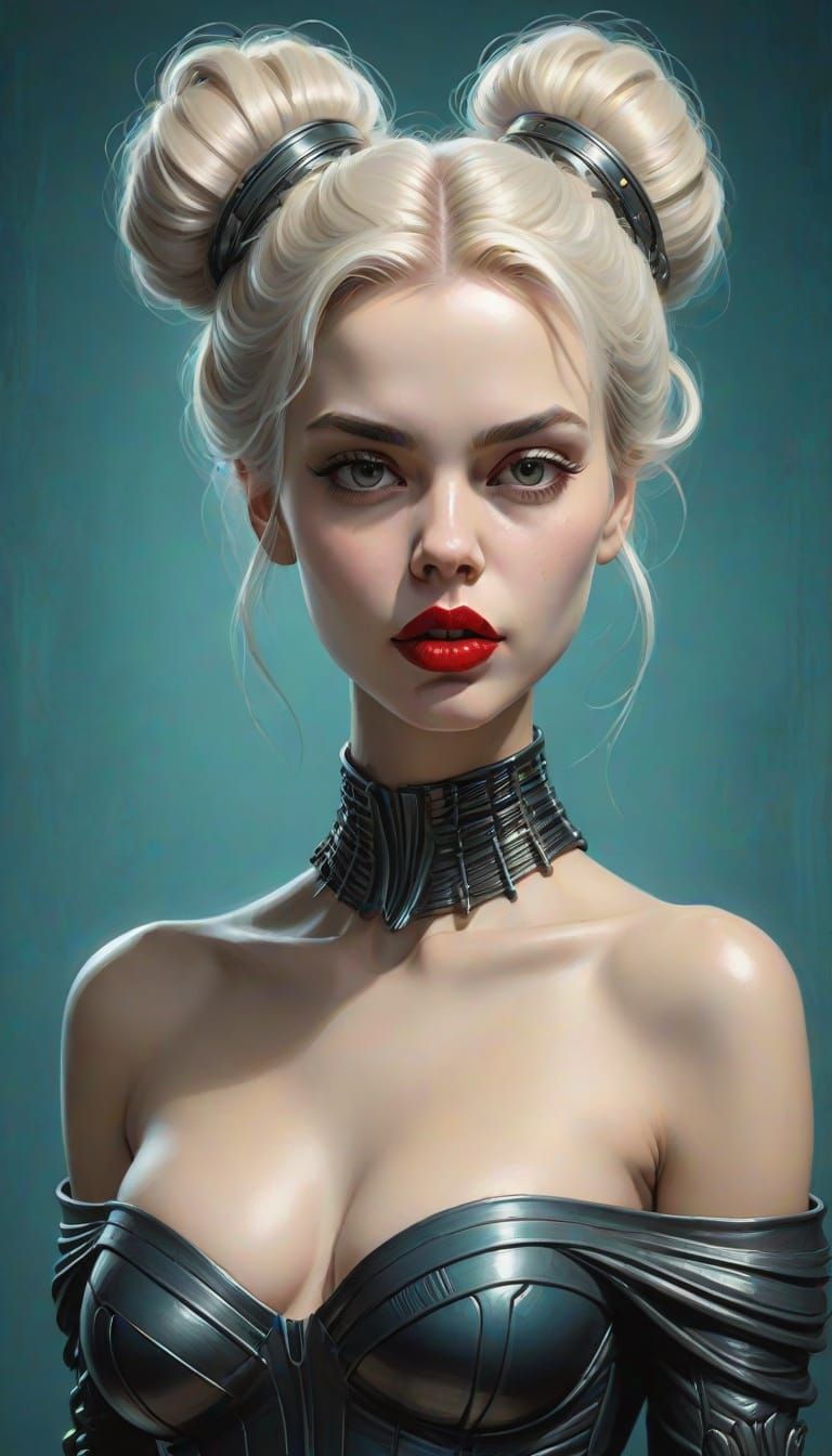 Pixar-Style Digital Portrait of Woman with Platinum Hair