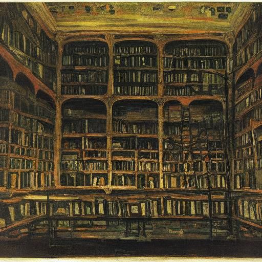 Gothic Vampire Library in Expressionist Style
