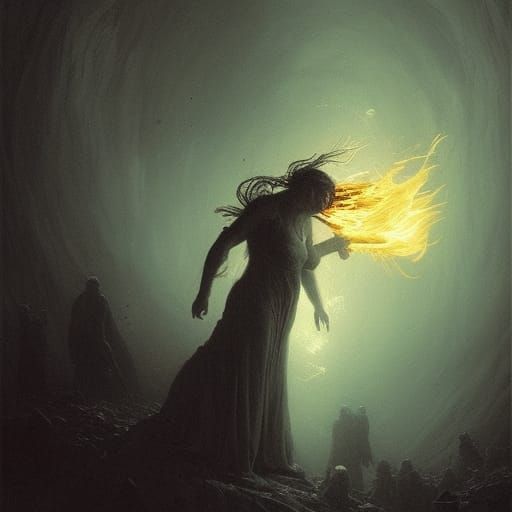 Fiery Memories in a Dark Horror Style