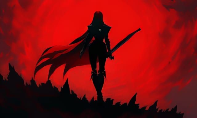 Vampire Warrior in Blood Red Dark Fantasy Art