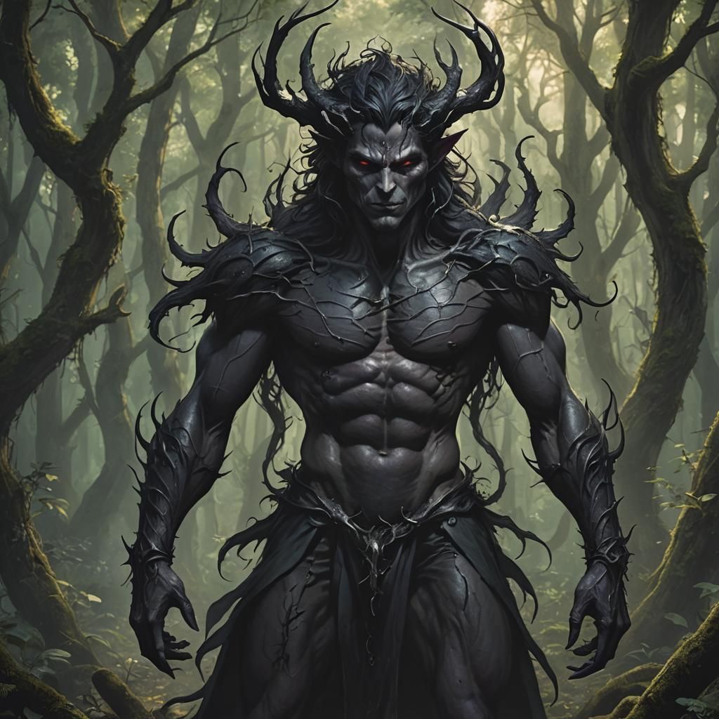 Ethereal Darkness: Twisted Fae Monstrosity in Enchanted Fore...