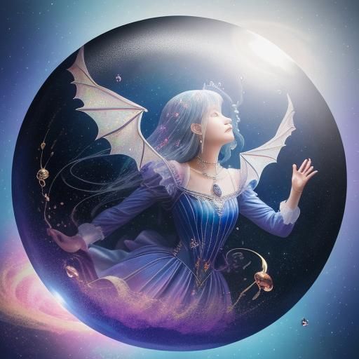 Graceful Wizard in Crystal Prism, Origami Style