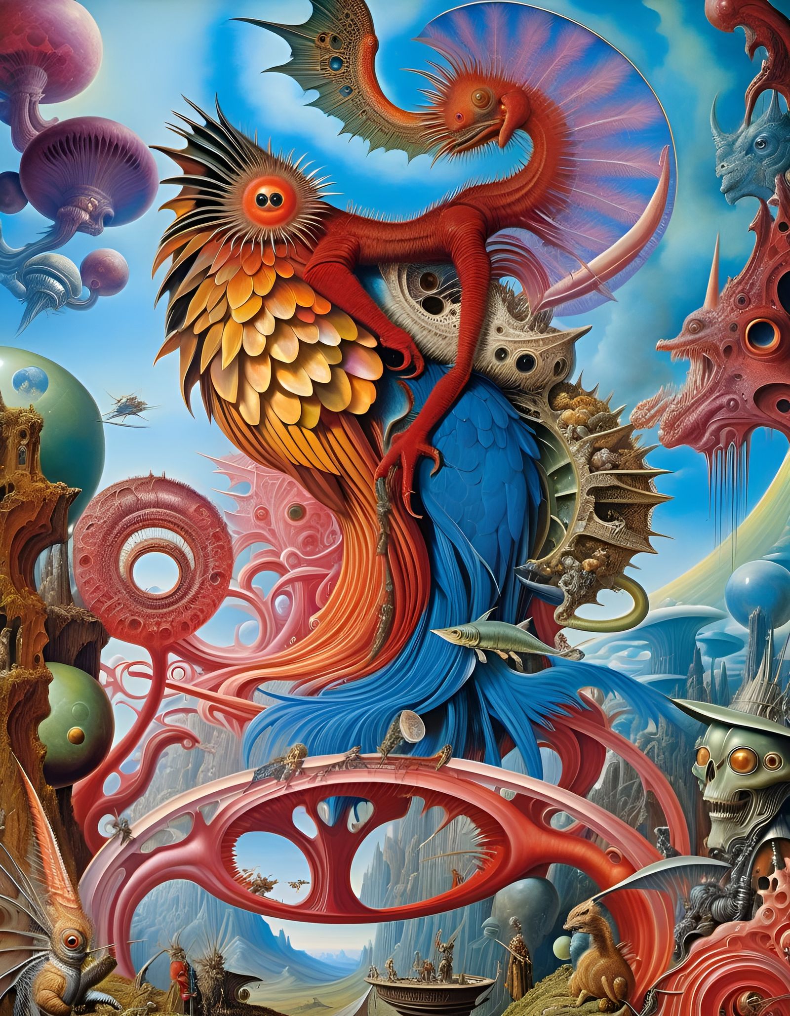 Surreal Cryptid Museum Painting in Gothic Style