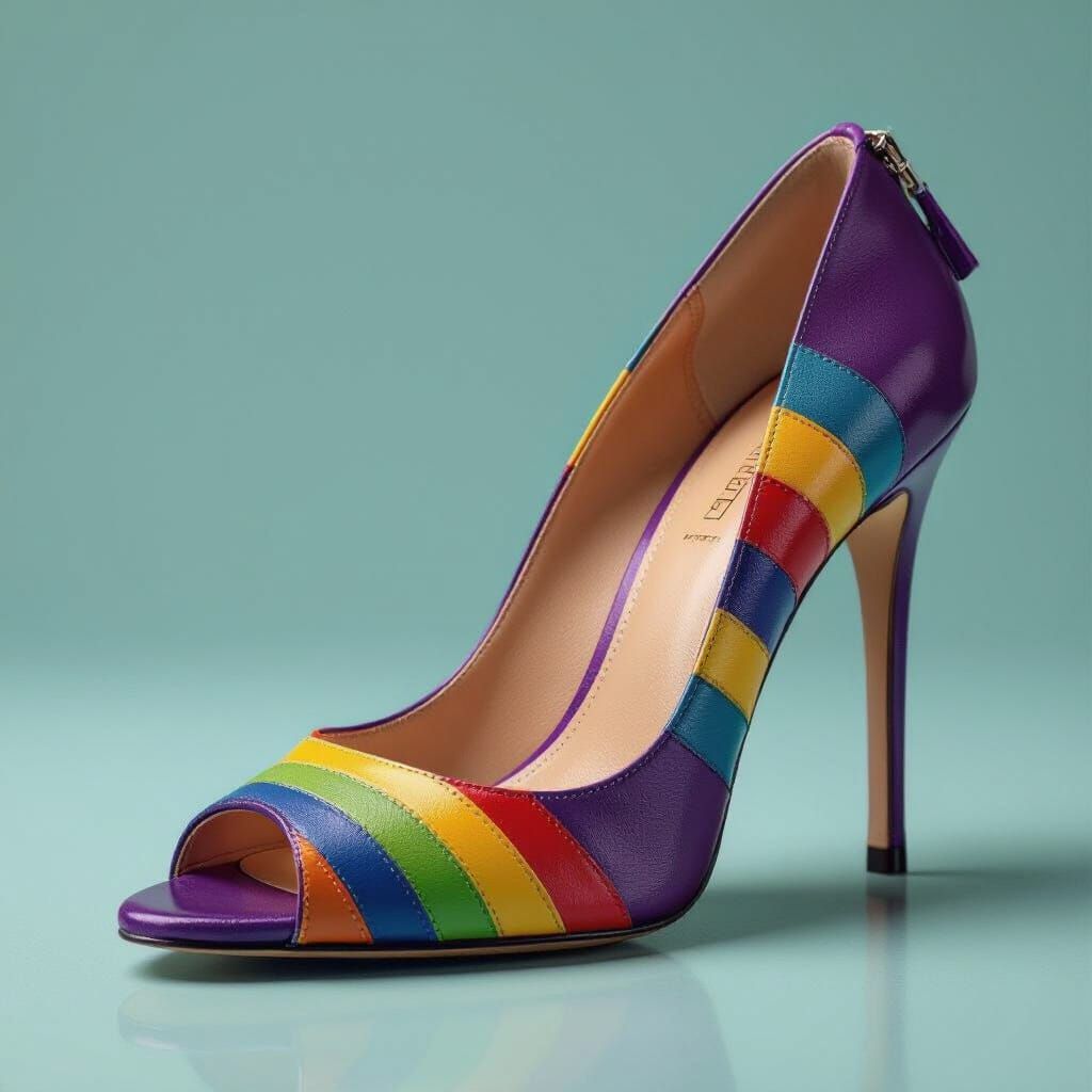 Stiletto Shoe with Horizontal Stripes in Photorealistic Styl...