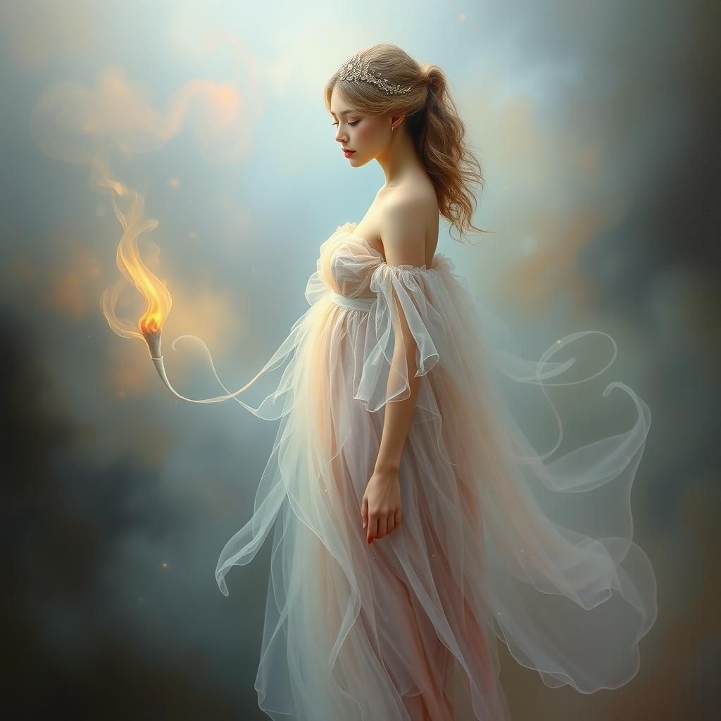 Dreamy Woman in Mystical Smoke: Fantasy Art