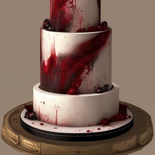 Blood Spatter Wedding Cake in Fantasy Art Style