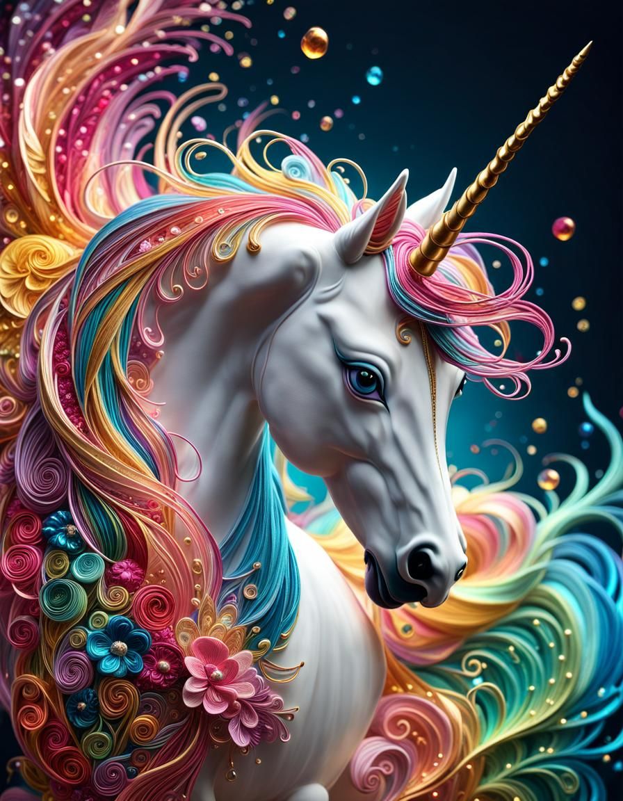 Embroidered Flower Unicorn