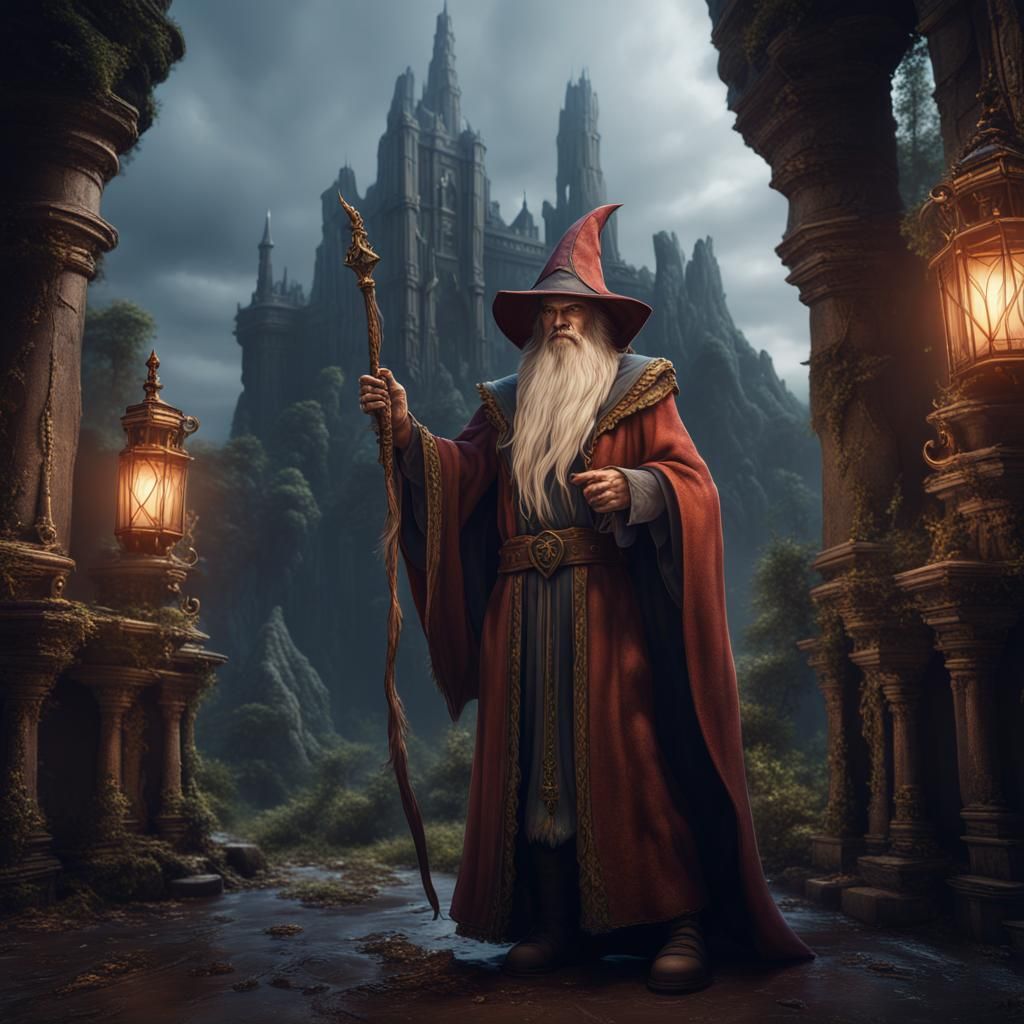 Detailed Fantasy Wizard Concept Art in 8K