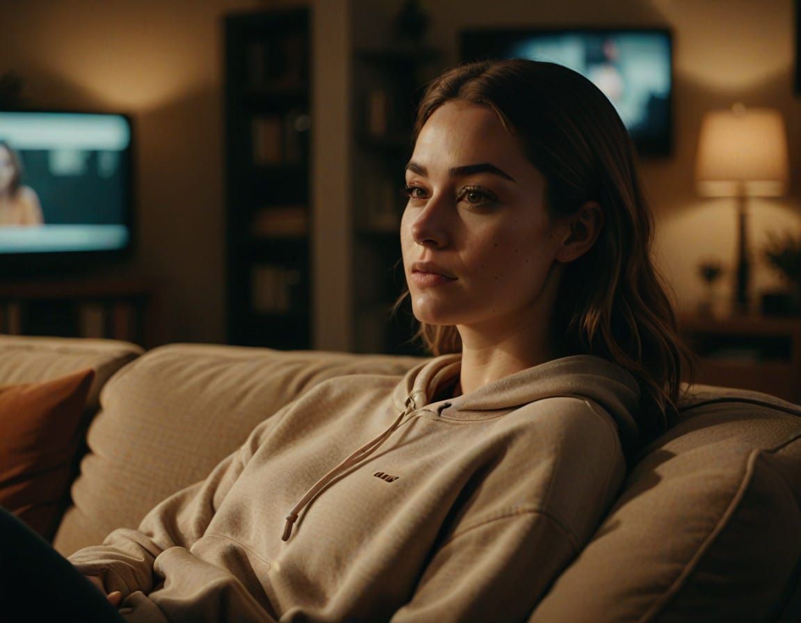 Young Woman Lounging: Cinematic Film Still