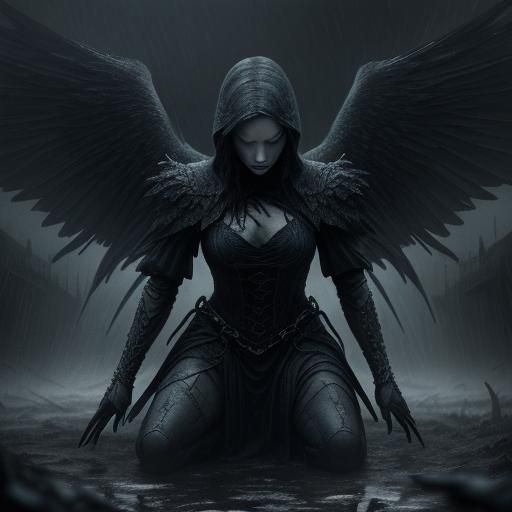 Ethereal Figure Shackled in a Dark Medieval Town