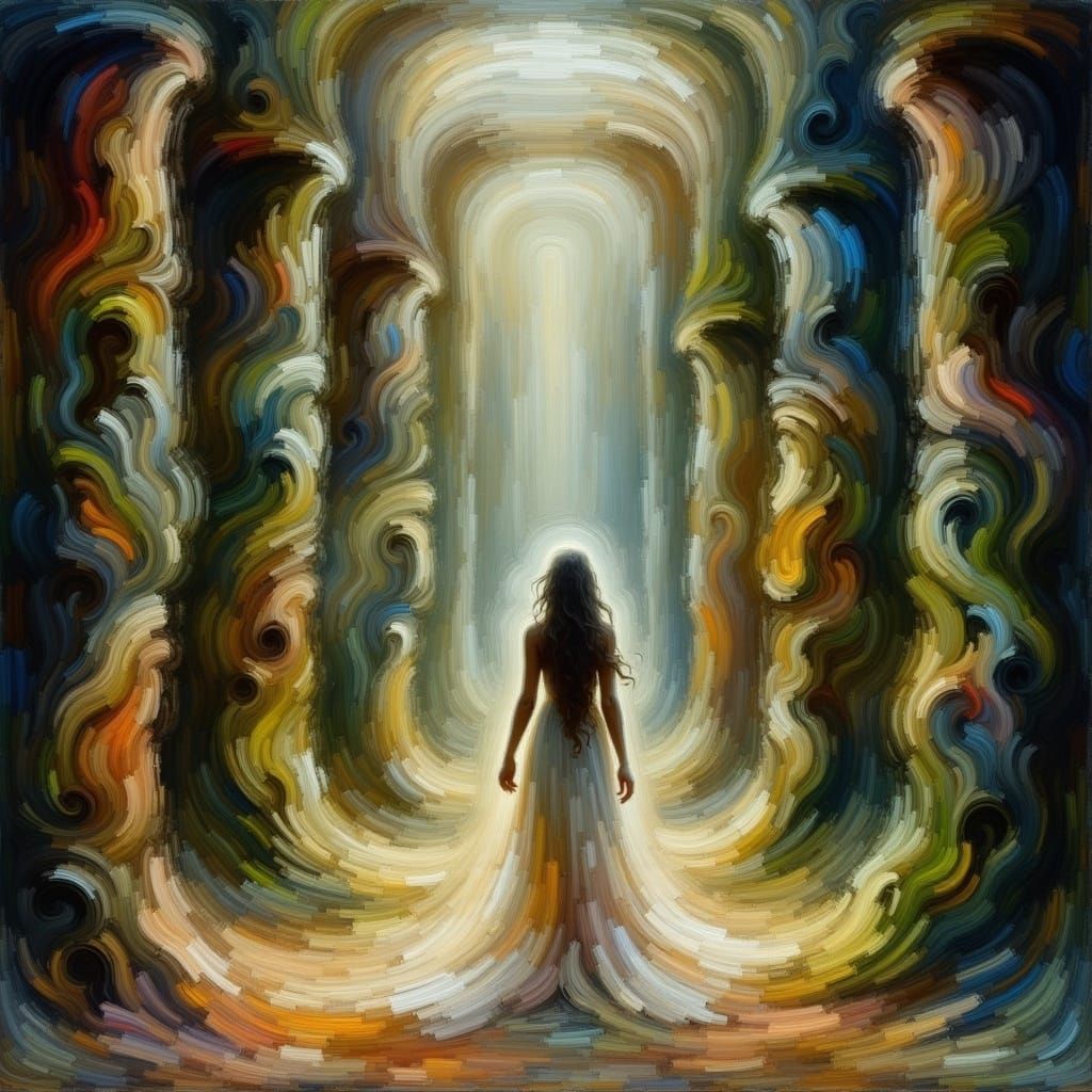 Sarah at the Labyrinth: A Painterly Dreamscape