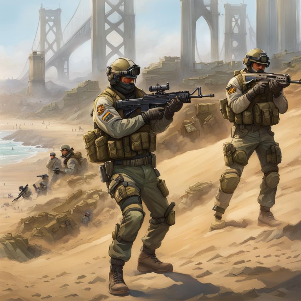 Baker Beach Fortified in Overwatch Art Style