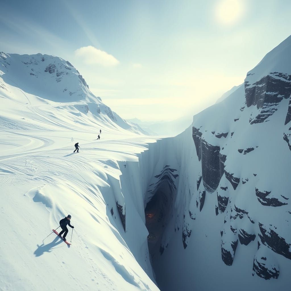 Epic Skiing Horror Scene with a Monster Rift
