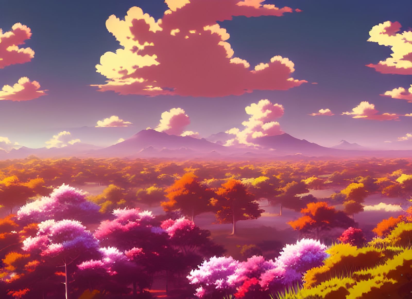 Anime Plains with Magical Animals in Ghibli Style
