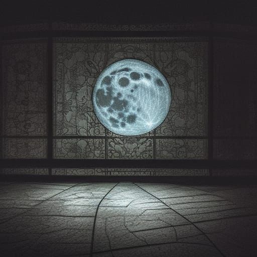 Hyperrealistic Moon Under Glass, Cinematic Lighting