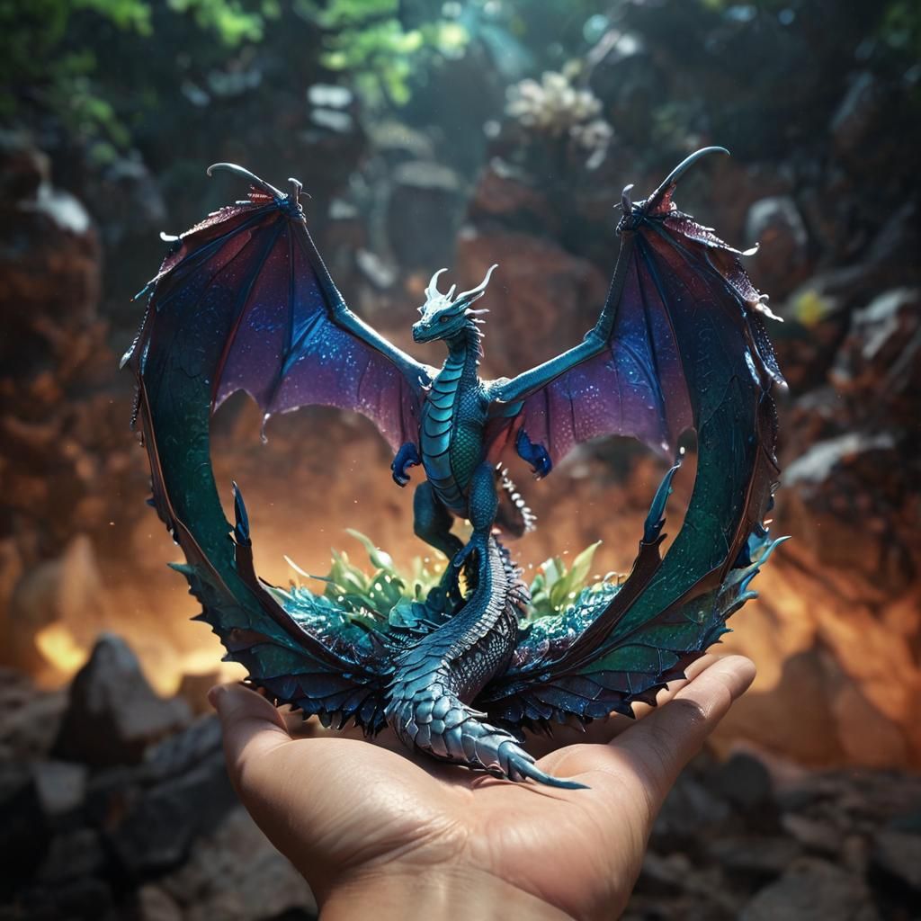 Iridescent Dragon in Ethereal 3D Game Cinematic