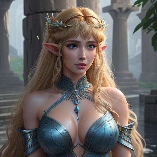 Beautiful Elf Like Megara in Wet Greek Goddess Style