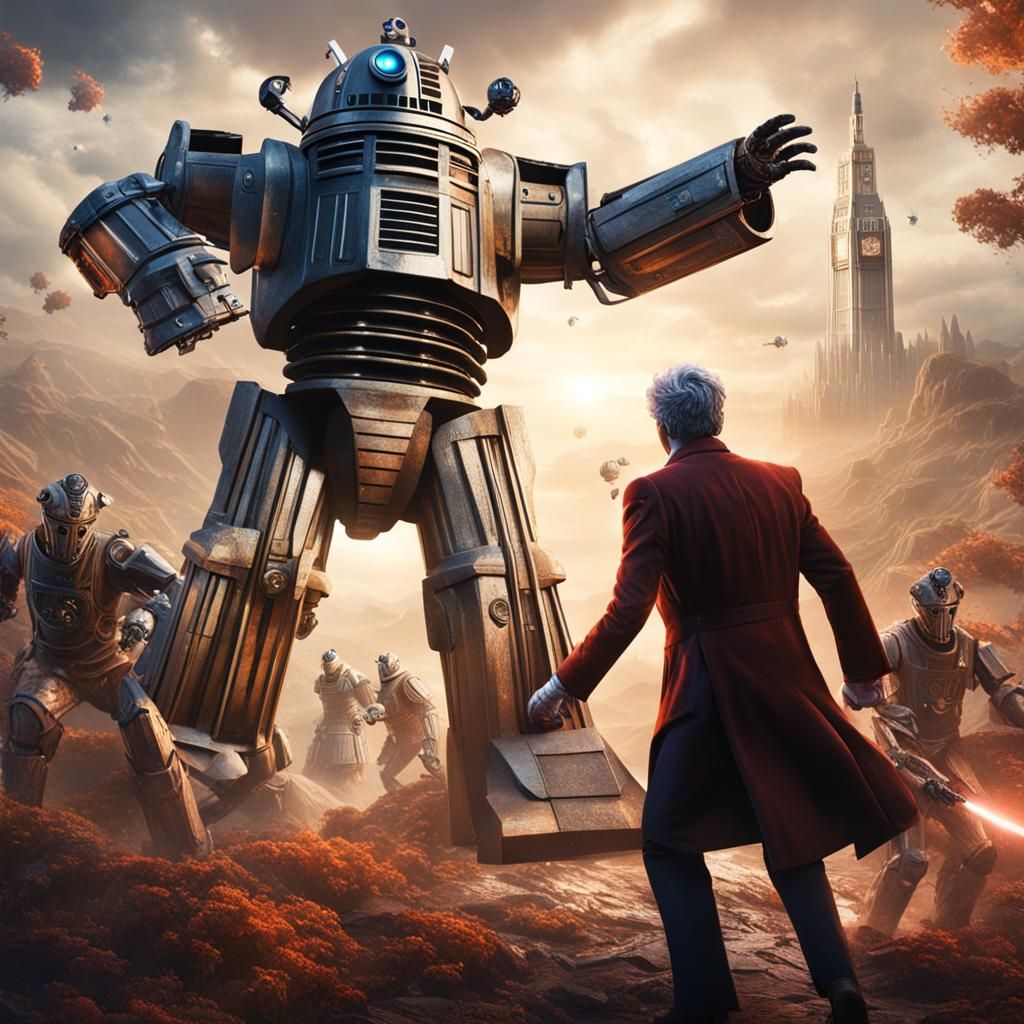 Doctor Who fighting the cybermen