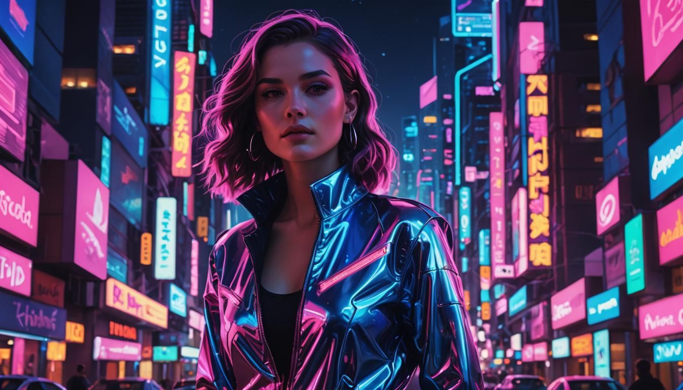 Synthwave Neon Cityscape Inspired by Syd Mead