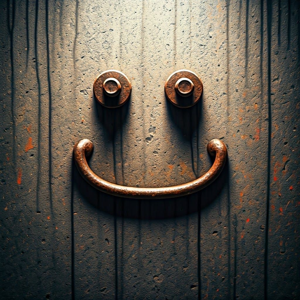 Whimsical Concrete Wall Portrait