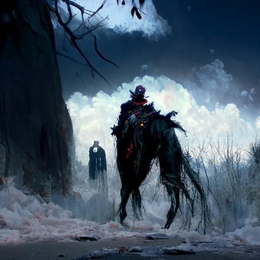 Sinister Headless Horseman in Dark Fantasy Style