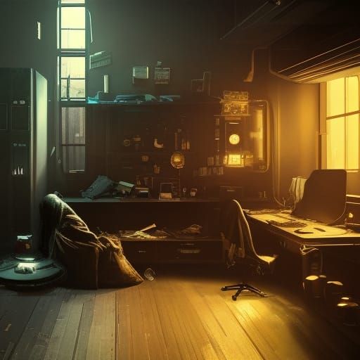 Technoir Hacker Station, Dark Fantasy Concept Art