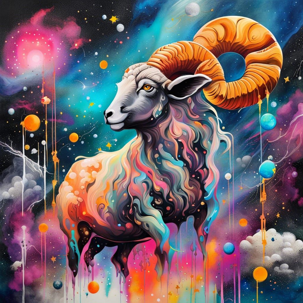 Aries Horoscope in Space: Graffiti Splash Art