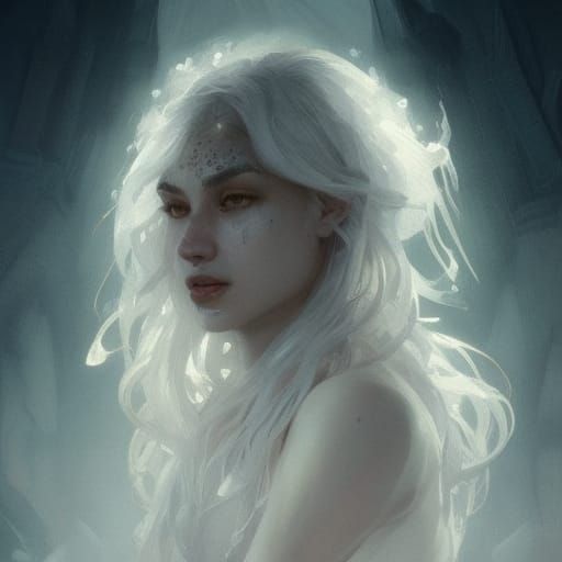 White Wolf Portrait in Hyperdetailed Style