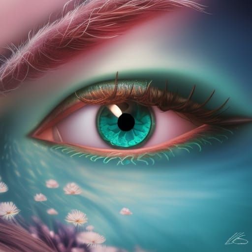 Mermaid's Eyes Barely Surfacing in Digital Art