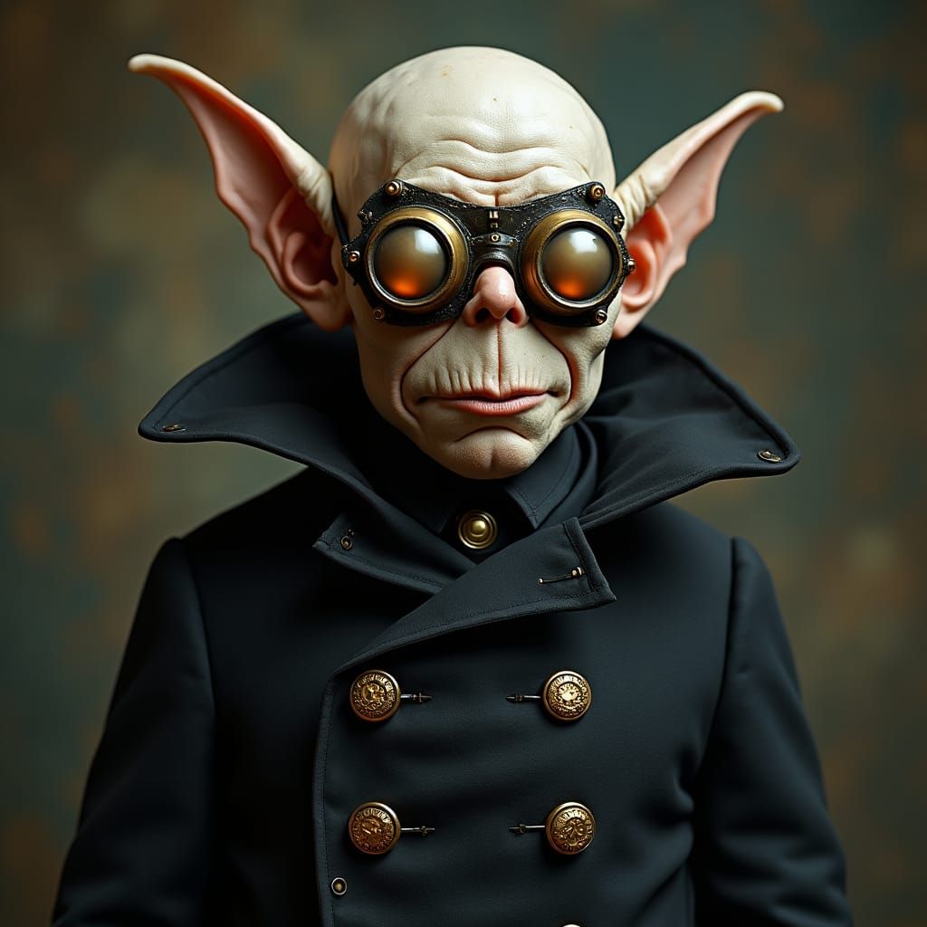 Uncle Fester with Goblin Ears in Steampunk Style