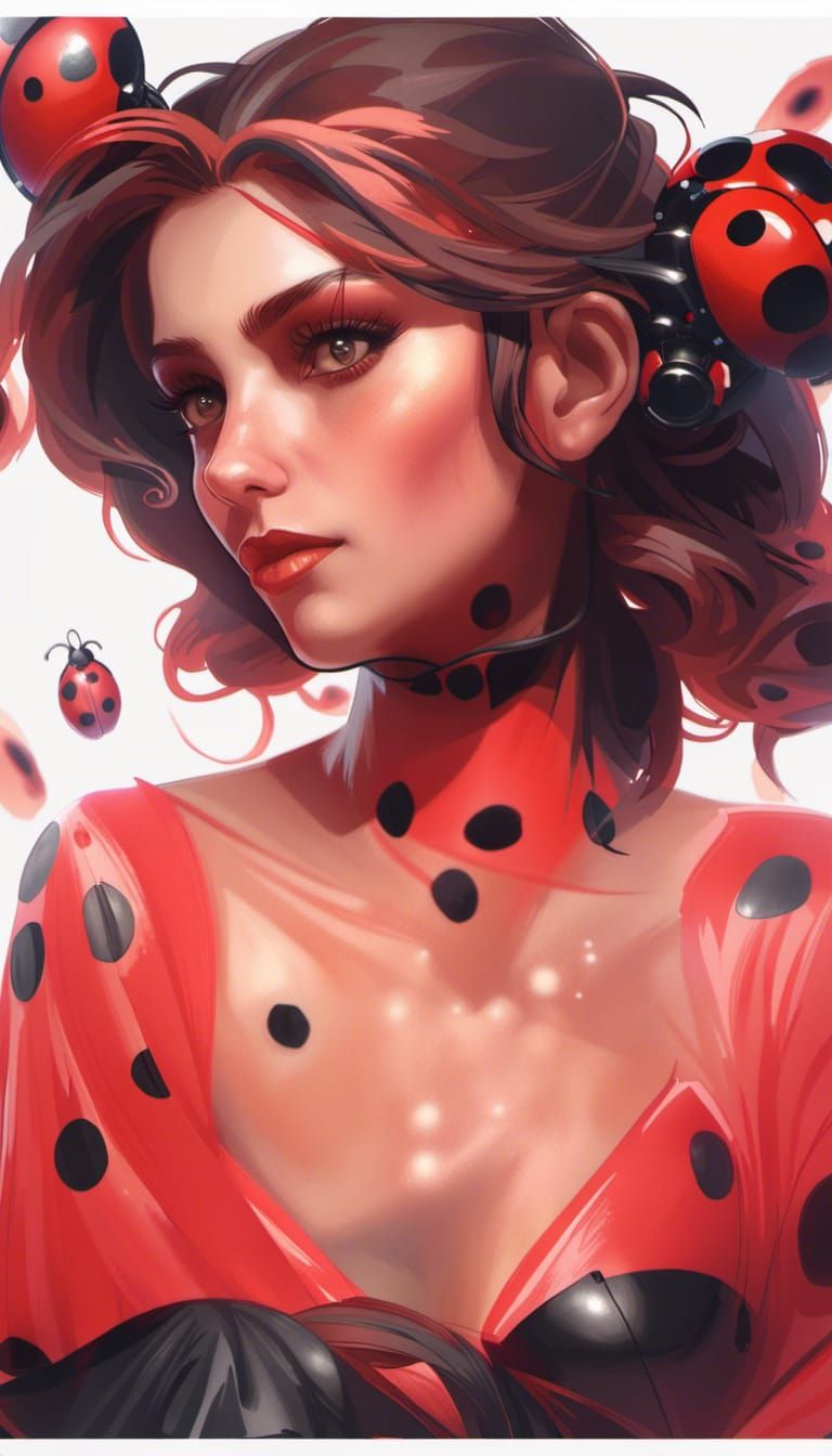 Ladybug Woman Portrait in Dynamic Lighting
