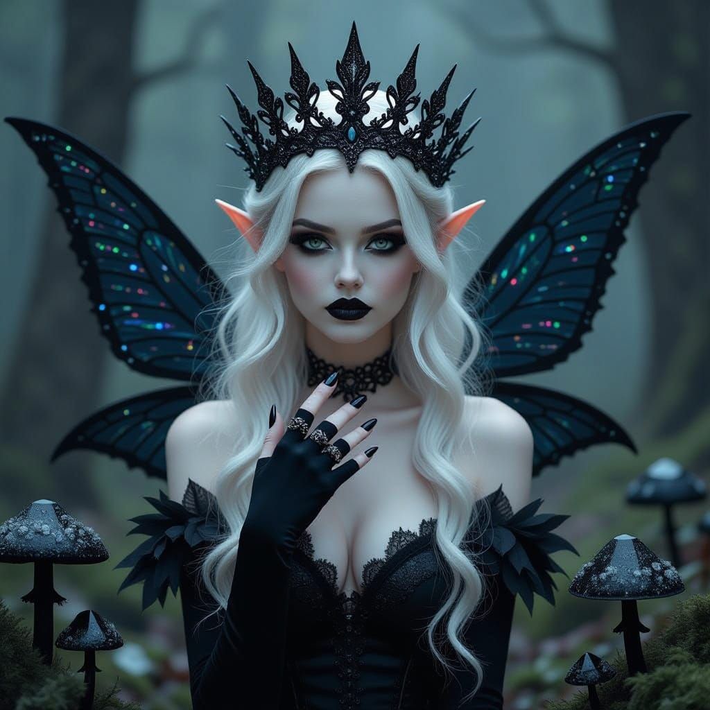 Gothic Dark Fairy in Black Fairy Crown