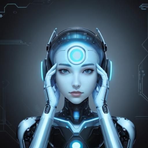 High Tech Robot Girl Lost in Thought