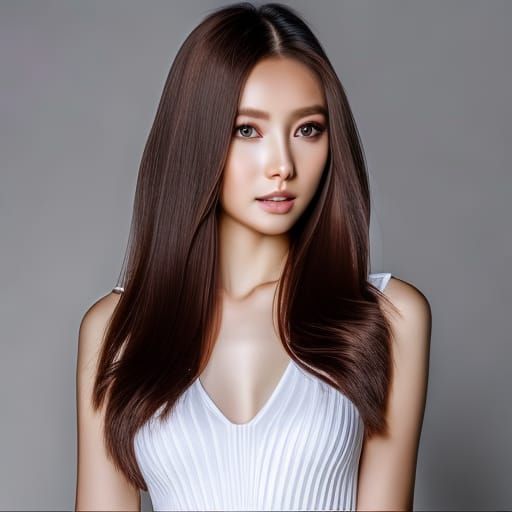 Beautiful Chinese Girl in White Tank Top: 8k Portrait