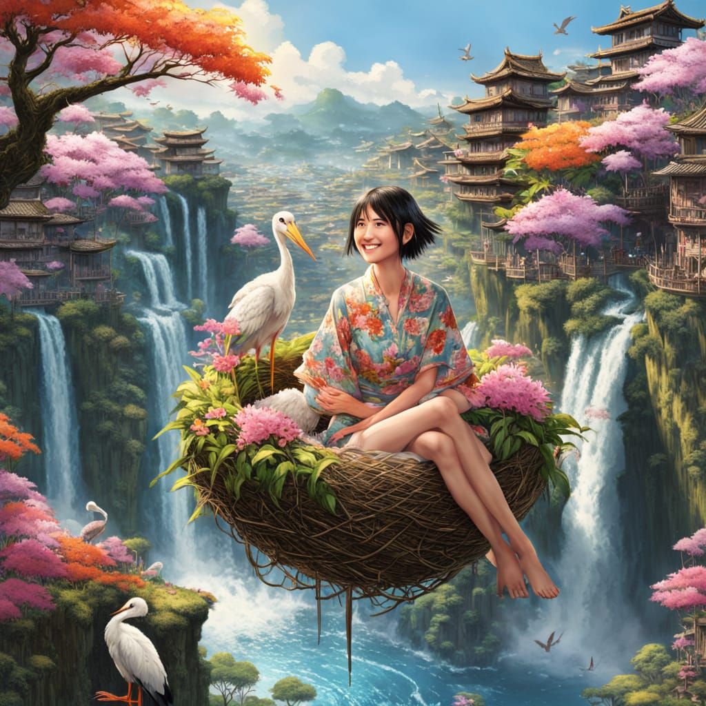 Utopian Floating City Inspired by Japanese Art