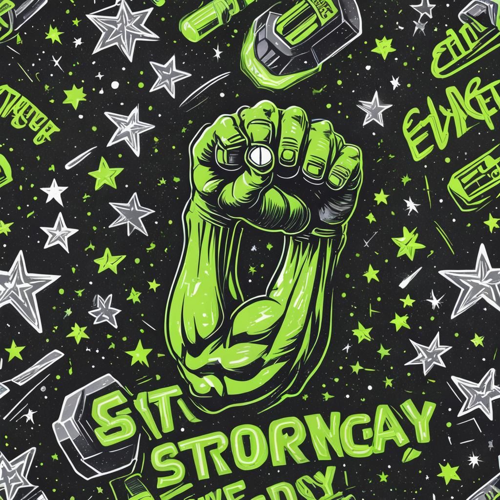 Neon Arm Lifting Dumbbell Concept Art