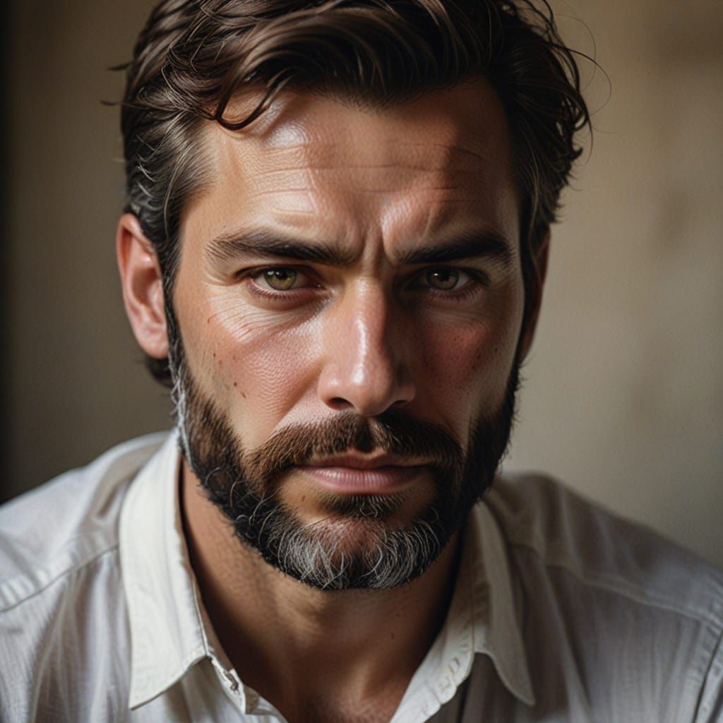 Handsome Man in Moody Chiaroscuro Lighting