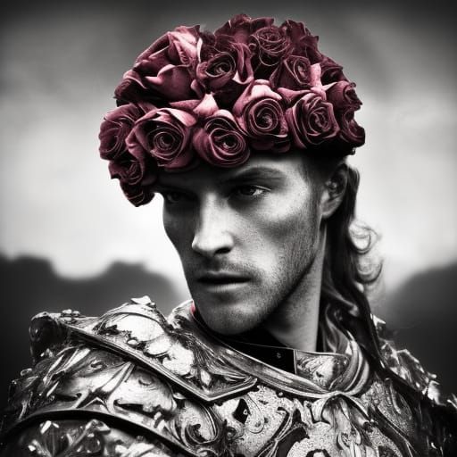 Rose Knight in Majestic Floral Armor Portrait