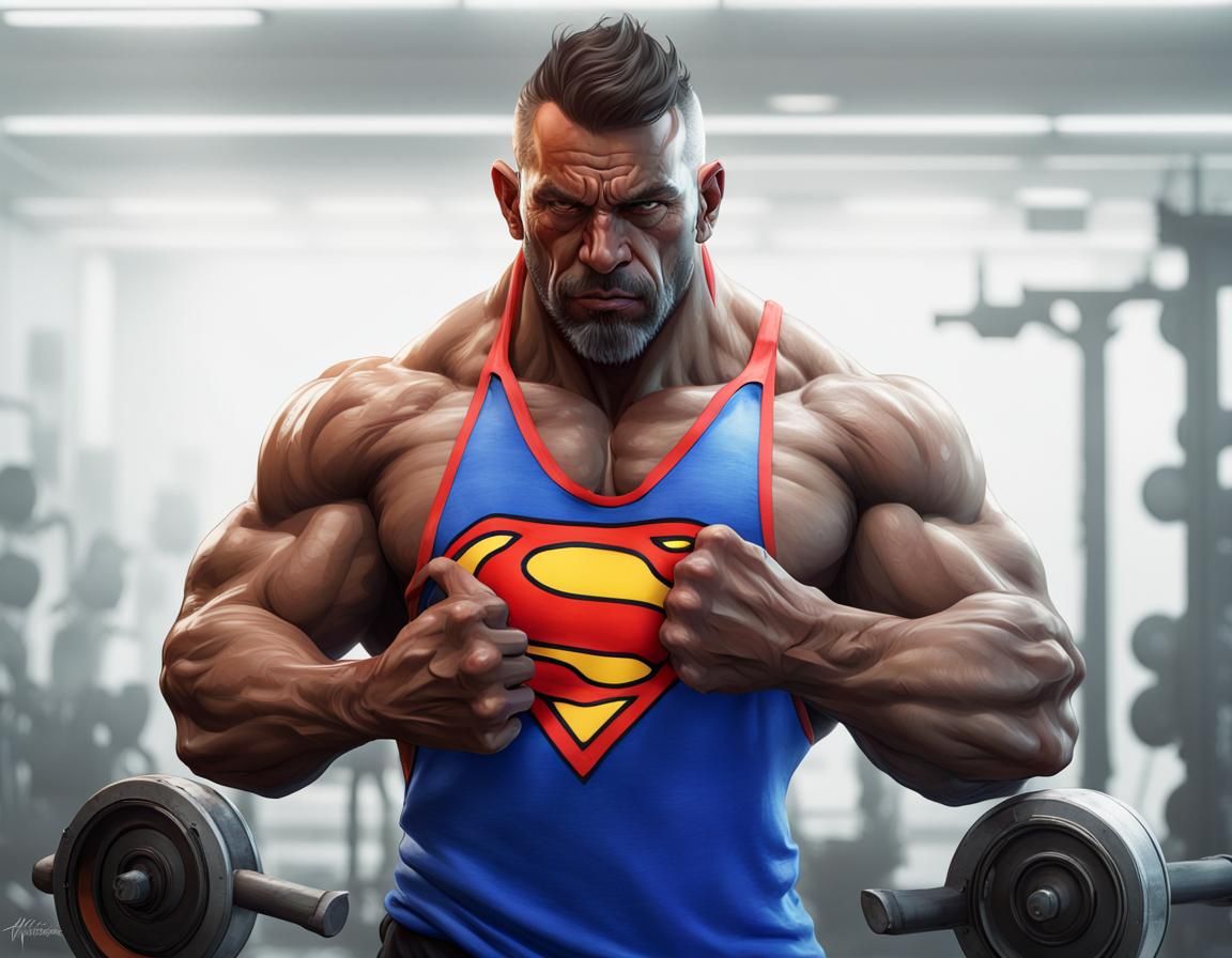 Detailed Bodybuilder Portrait in Art Nouveau Style