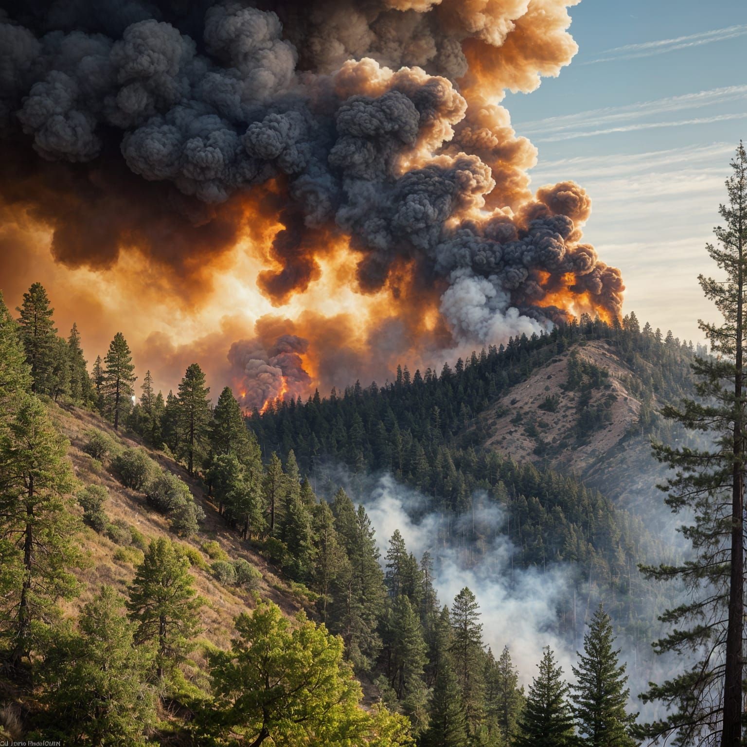 Mountain Inferno: Aerial View of Forest Fire