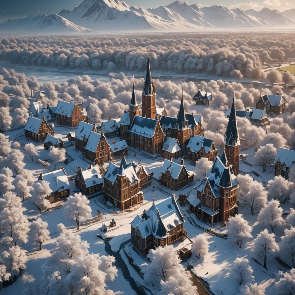 Winter Afternoon in the Netherlands: Detailed Matte Painting