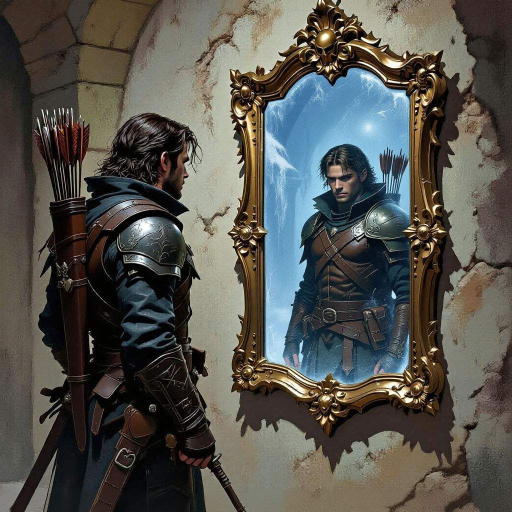 Fantasy Adventurer Confronts Evil Reflection