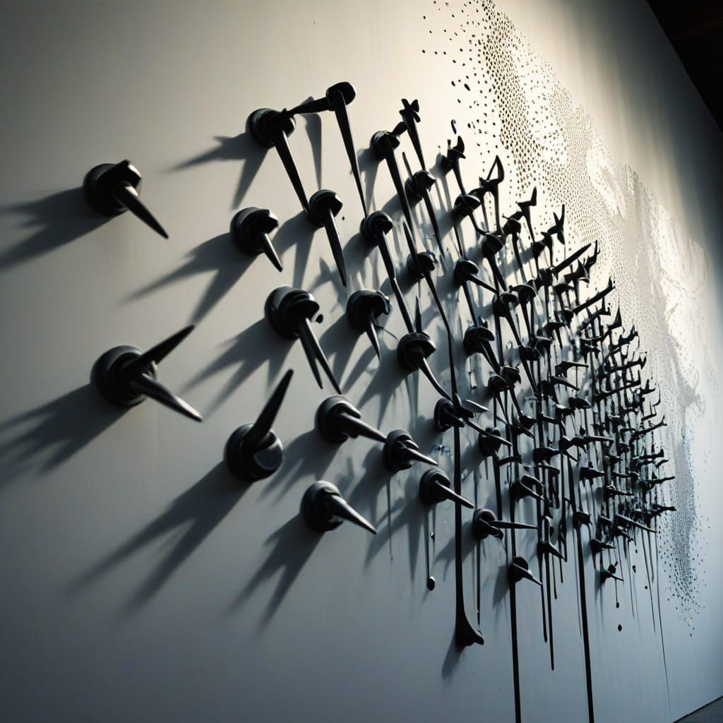 Surreal Shadows of Screws and Nails Form Lace Pattern