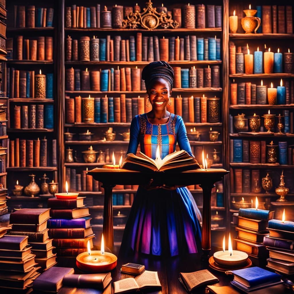 Beautiful Girl Reading by Candlelight