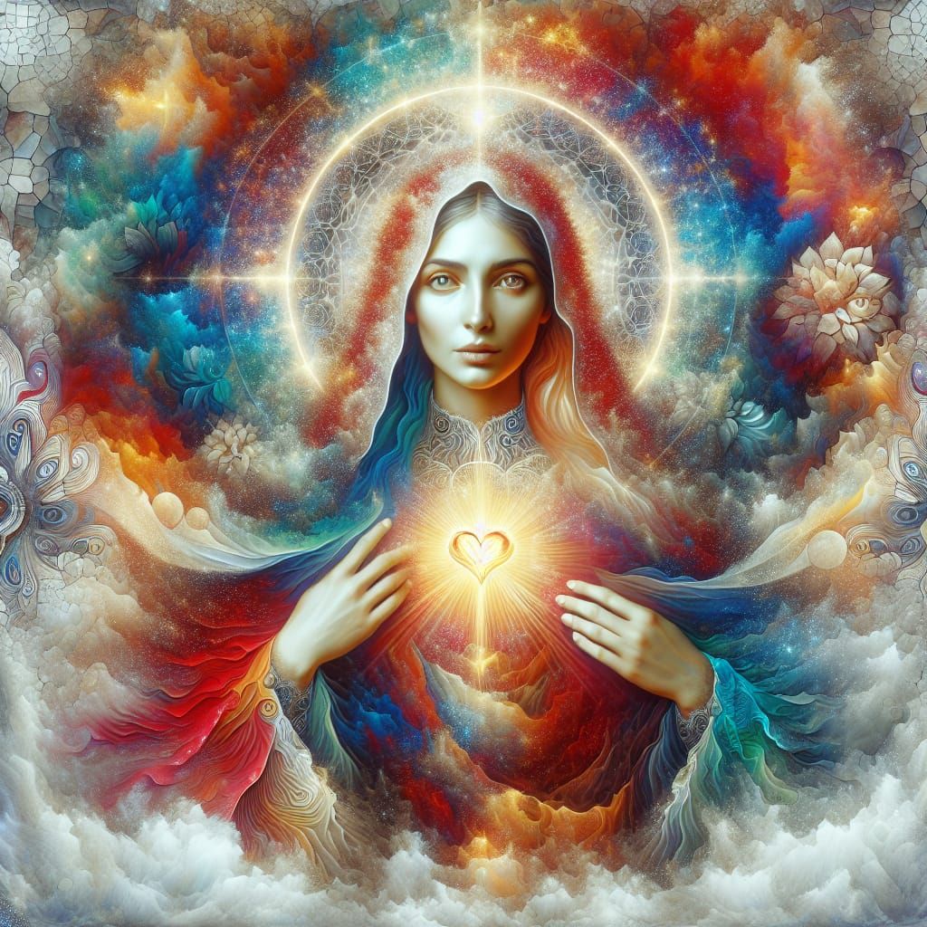 Divine Woman Portrait in Abstract Expressionism