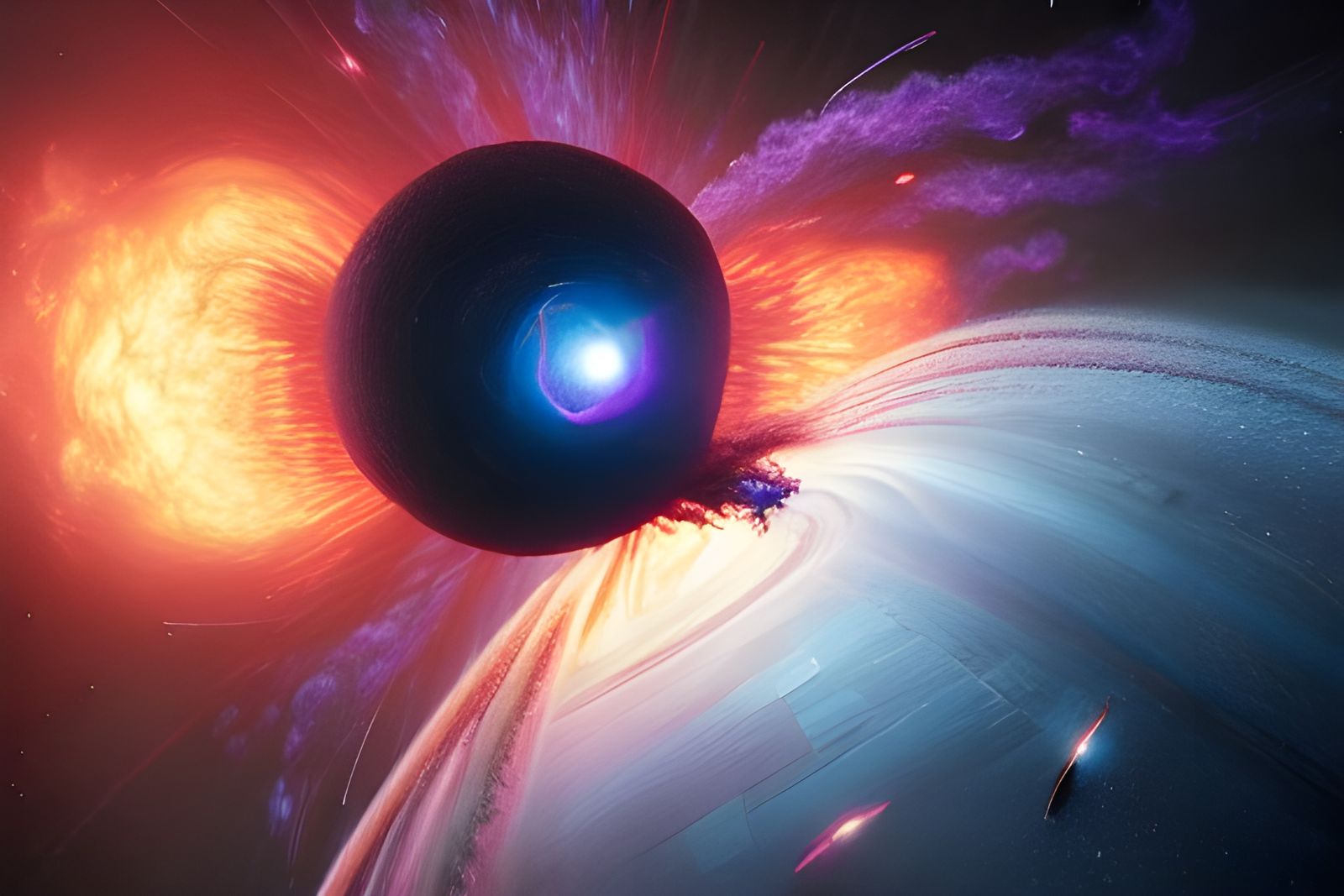 Black Hole Devours Star in Nebula, Digital Art