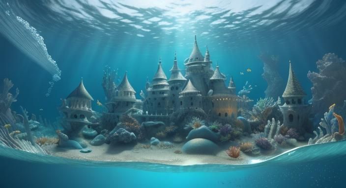 Shimmering Underwater Sand Palace: Fantasy Concept Art