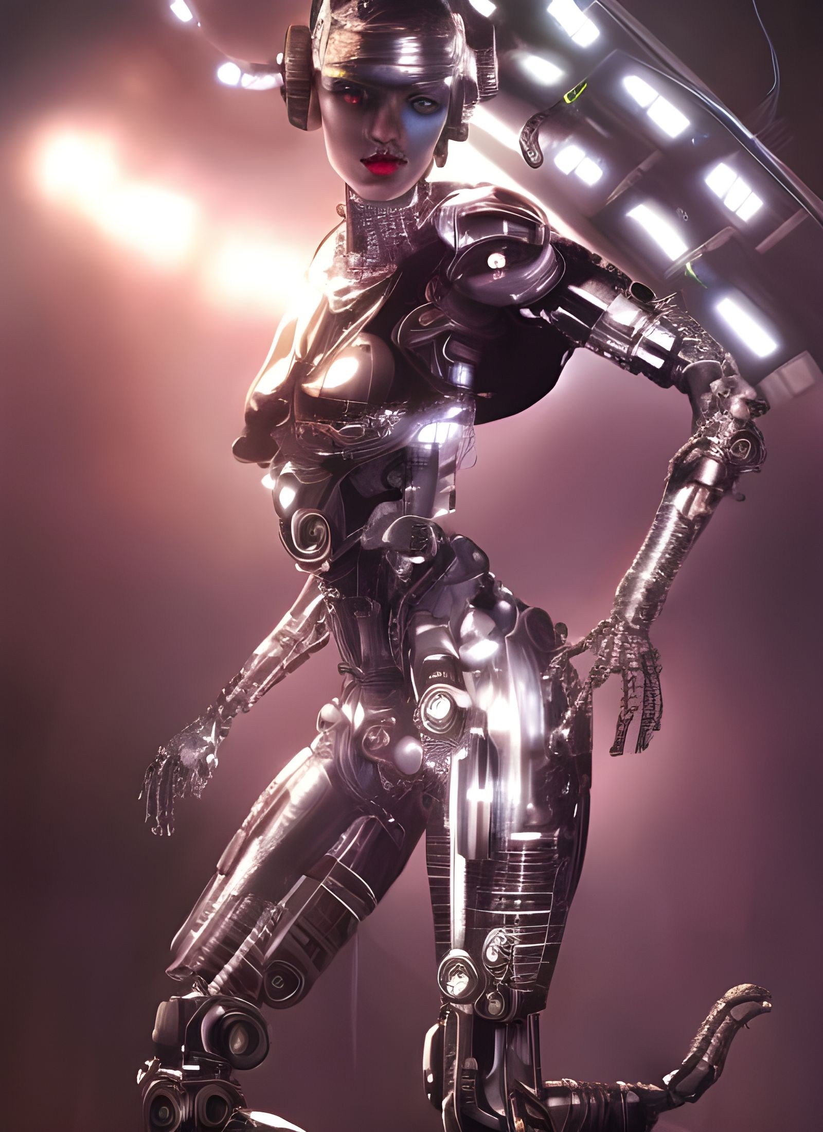 Cyborg DJ on Stage: A Digital Art Nouveau Painting