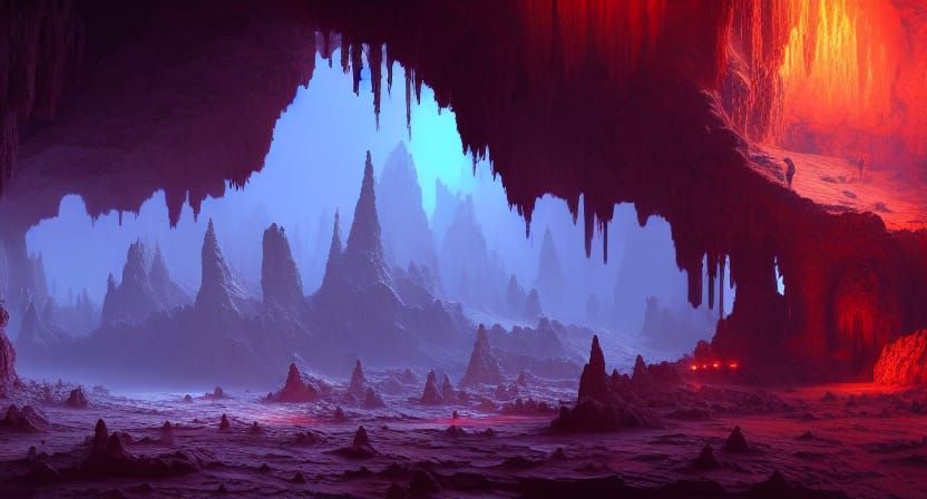 Technological Cavern: A Detailed Matte Painting